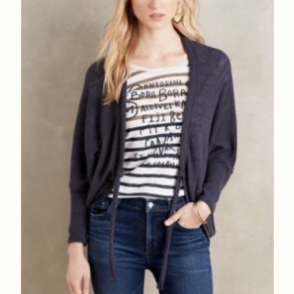 ANTHROPOLOGIE Sunday Saturday Selby Tie-Front Oversized Cocoon Cardigan Sweater - Picture 9 of 9